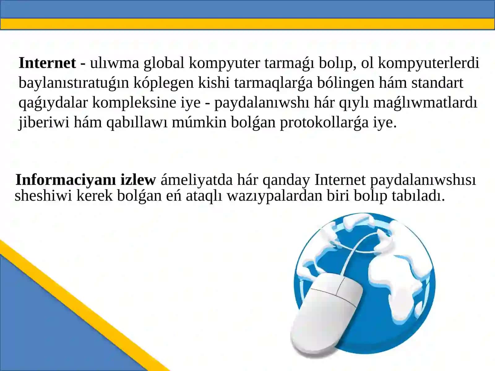 Internette maǵlıwmatlar izlew 2