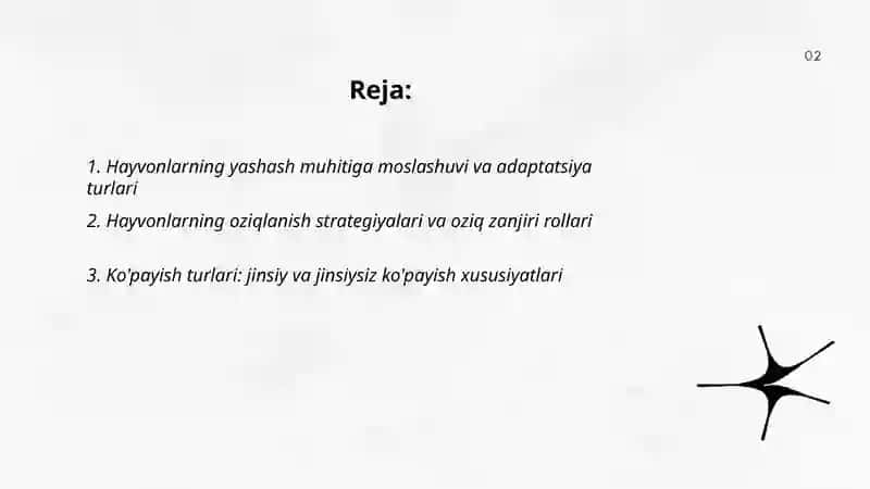 Hayvonot olamining yashash tarzi, ko'payishi, tarqalishi va turlar haqidagi bilimlarni o'zlashtirish va tahlil qilish 2