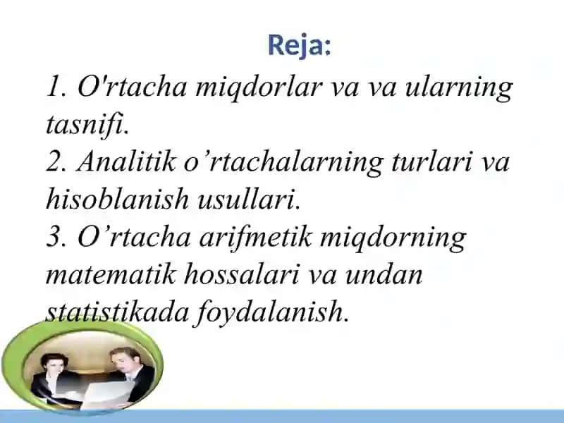 O'rtacha miqdorlar 2