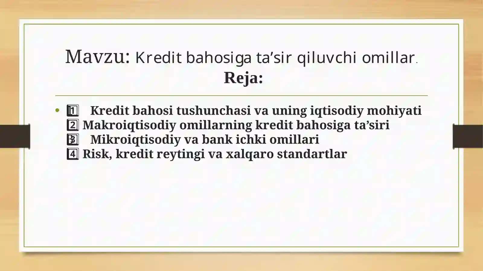 Kredit bahosiga ta’sir qiluvchi omillar. 🙂‍↔️🙂‍↔️ 2