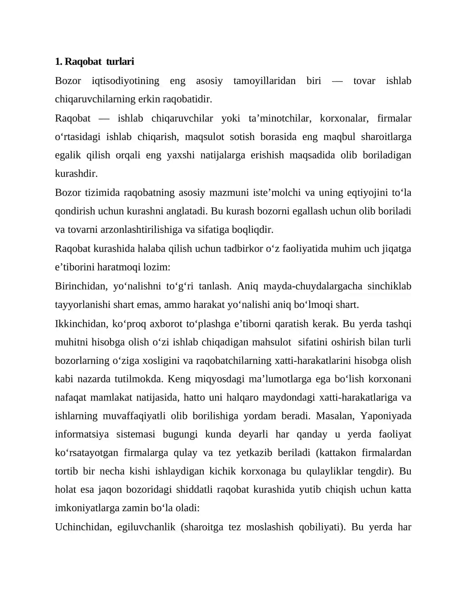 Raqobat turlari 2