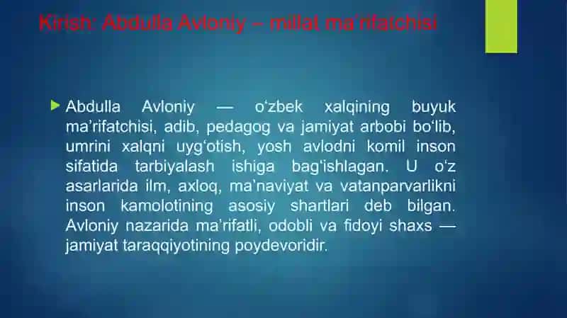 Abdulla Avloniyning komil inson haqidagi qarashlari 2