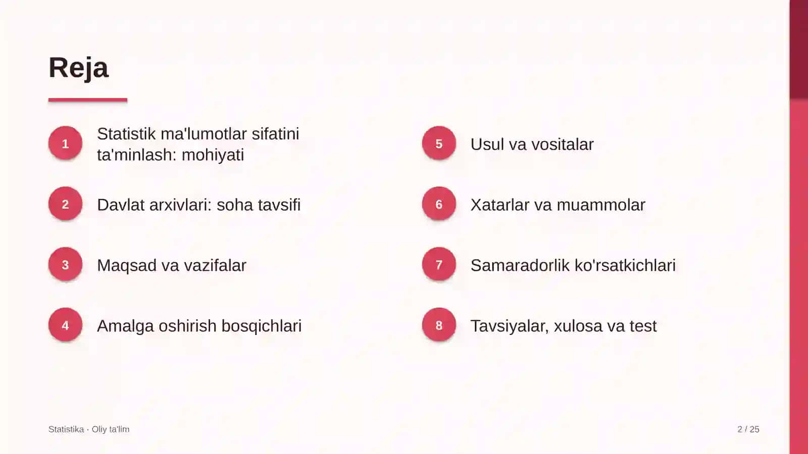 Davlat arxivlarida statistik ma'lumotlar sifatini ta'minlash 2