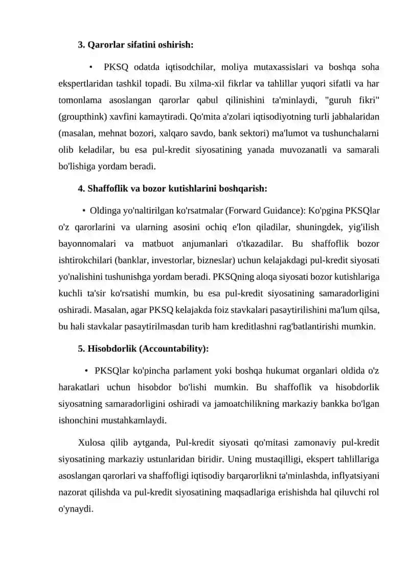 Pul-kredit siyosatida Pul-kredit siyosati qo'mitasi (PKSQ) ning ta'siri 2