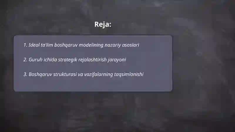 Ideal ta'lim boshqaruv modeli 2