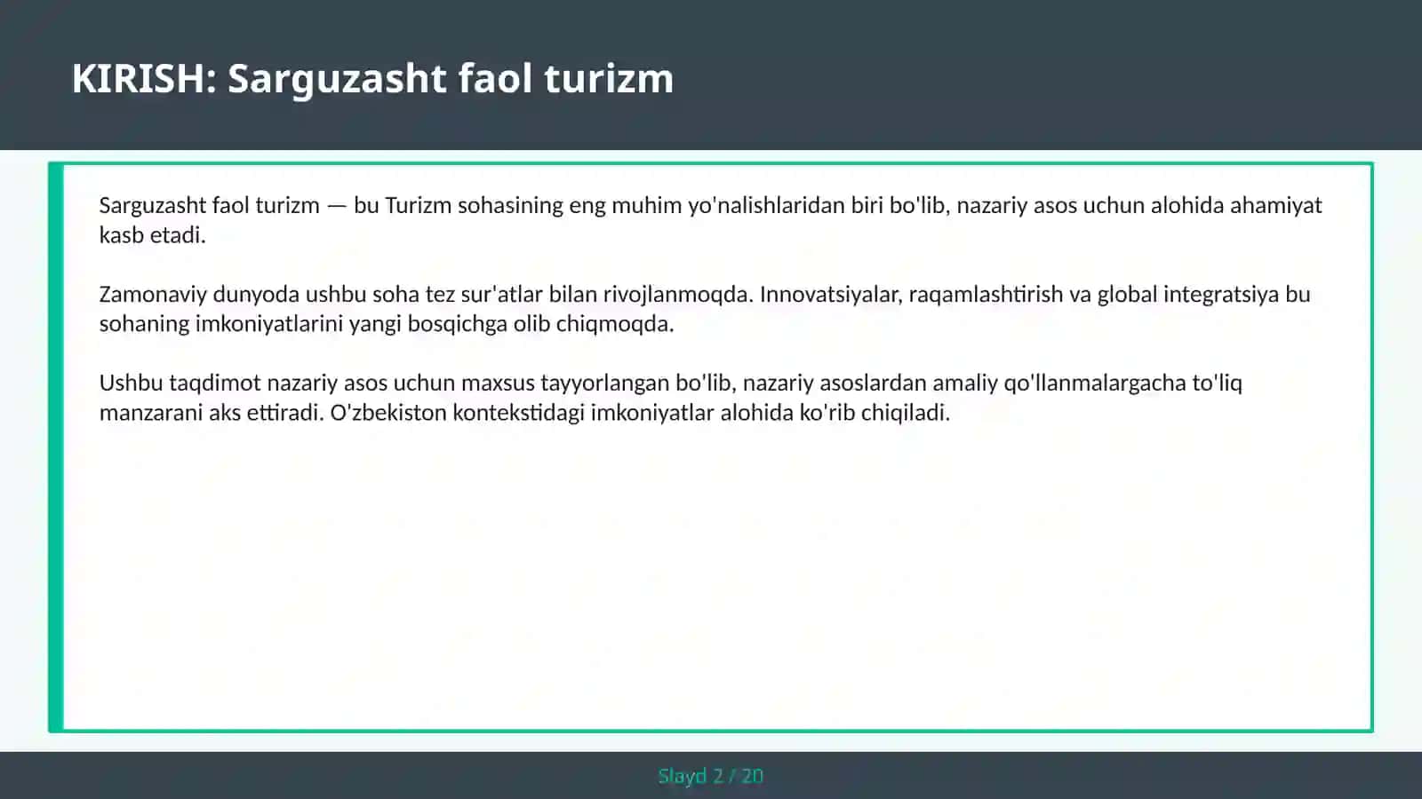 Sarguzasht faol turizm 2