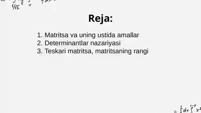Matritsa va uning ustida amallar 2