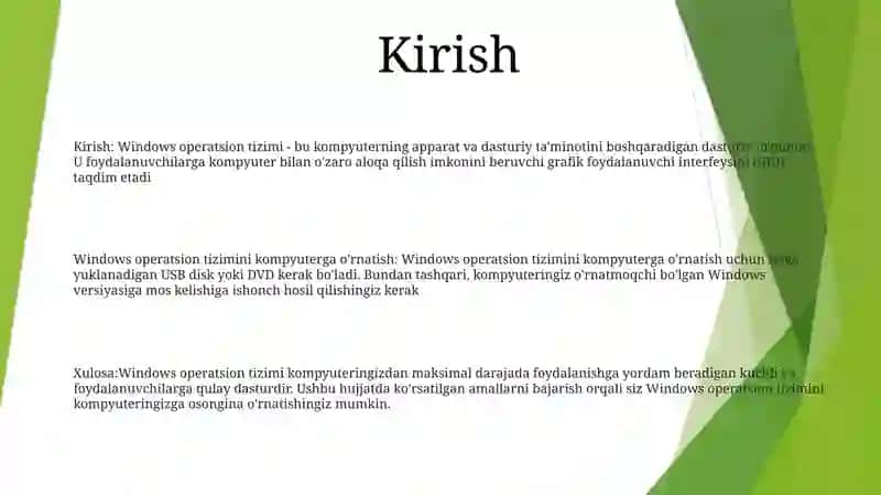 Windows Operatsion Tizimni Kompyuterga OʻRnatish 2