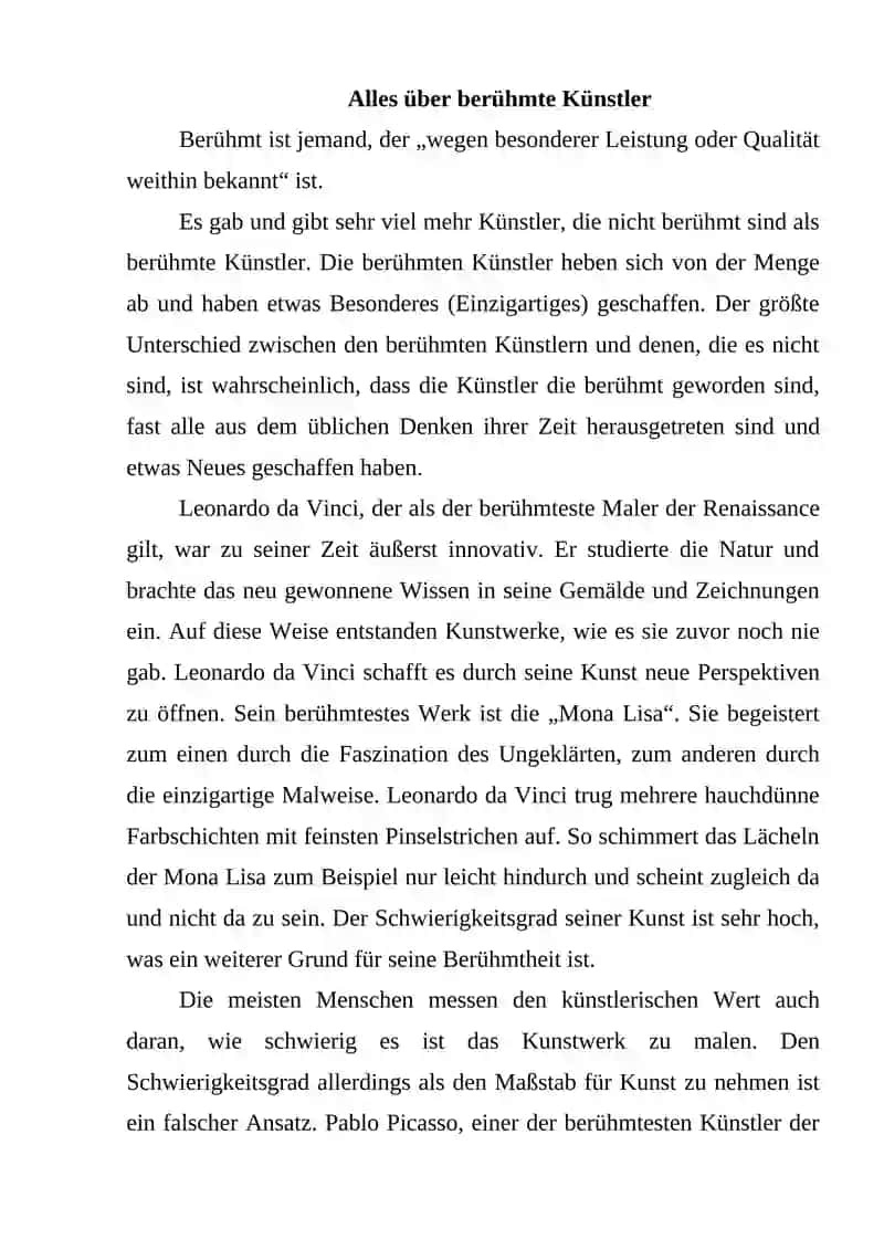 Die berühmte Künstler von Deutsch 2