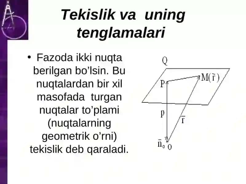 Tekislik va uning tenglamalari 2