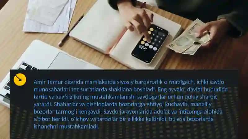 Amir Temur davrida ichki savdo munosabatlari 2