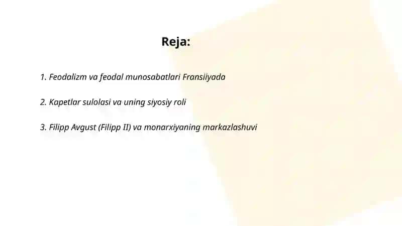 Feodalizm va feodal munosabatlari Fransiiyada 2