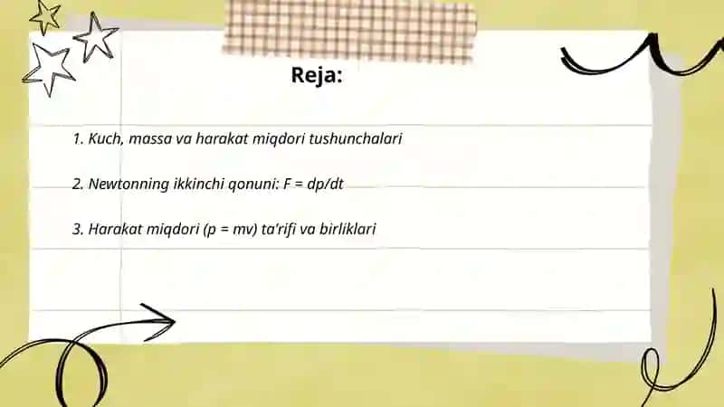 Kuch massa harakat miqdori 2