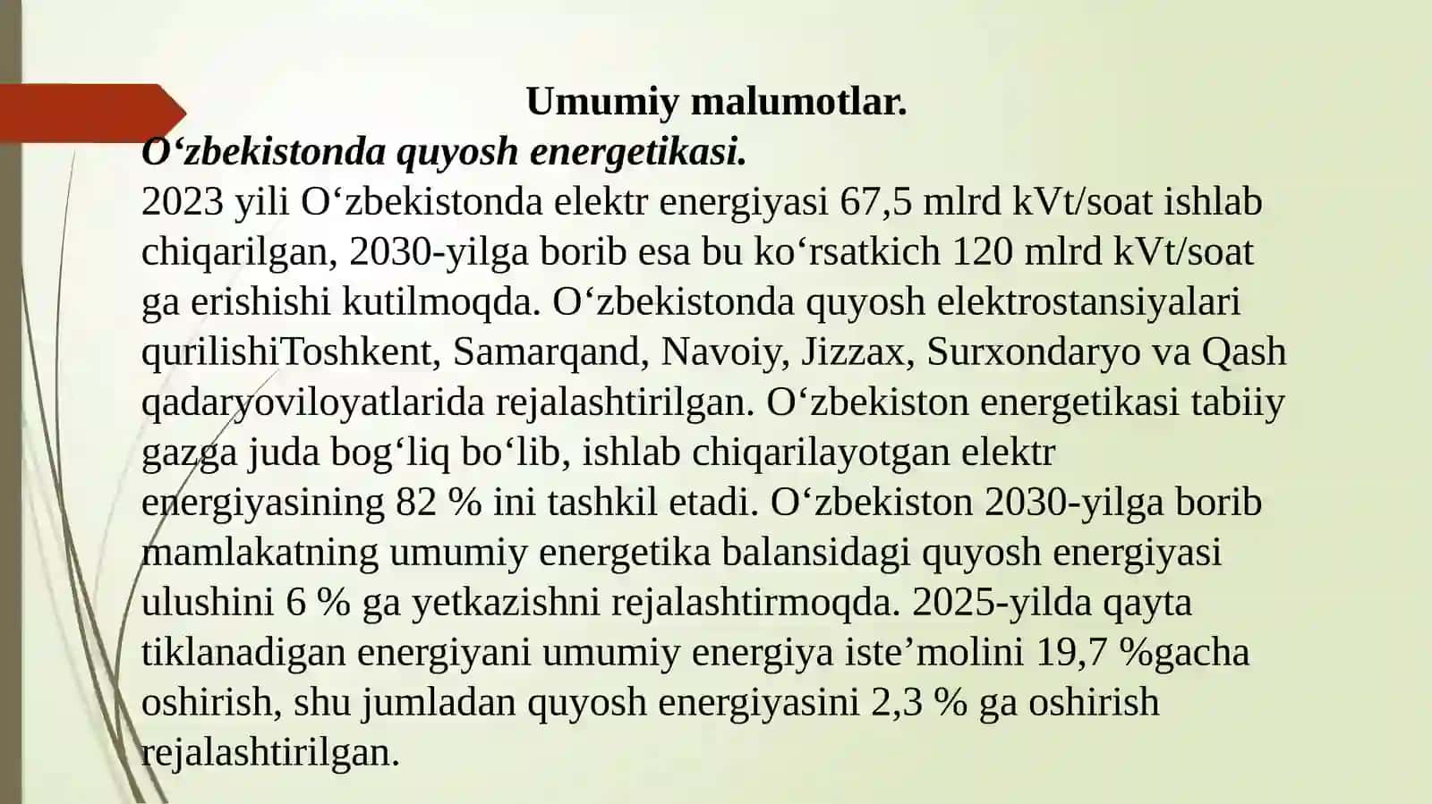 Quyosh energiyasi va undan foydalanish 2