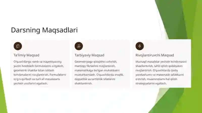 Romb va Trapetsiyaning Yuzi 2