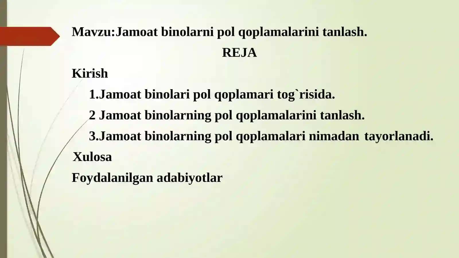 Jamoat binolarni pol qoplamalarini tanlash 2