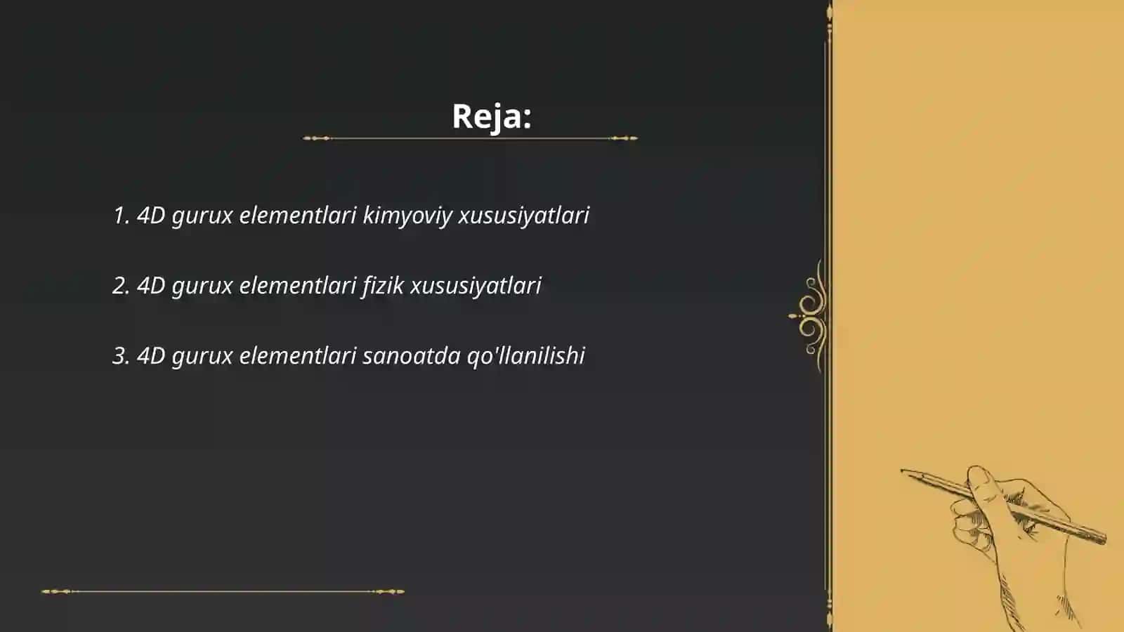 4 d gurux elementlari 5 d gurux elemrntlari 2