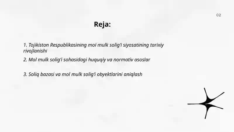 Tojikiston Respublikasining mol mulk soligʻi siyosati 2