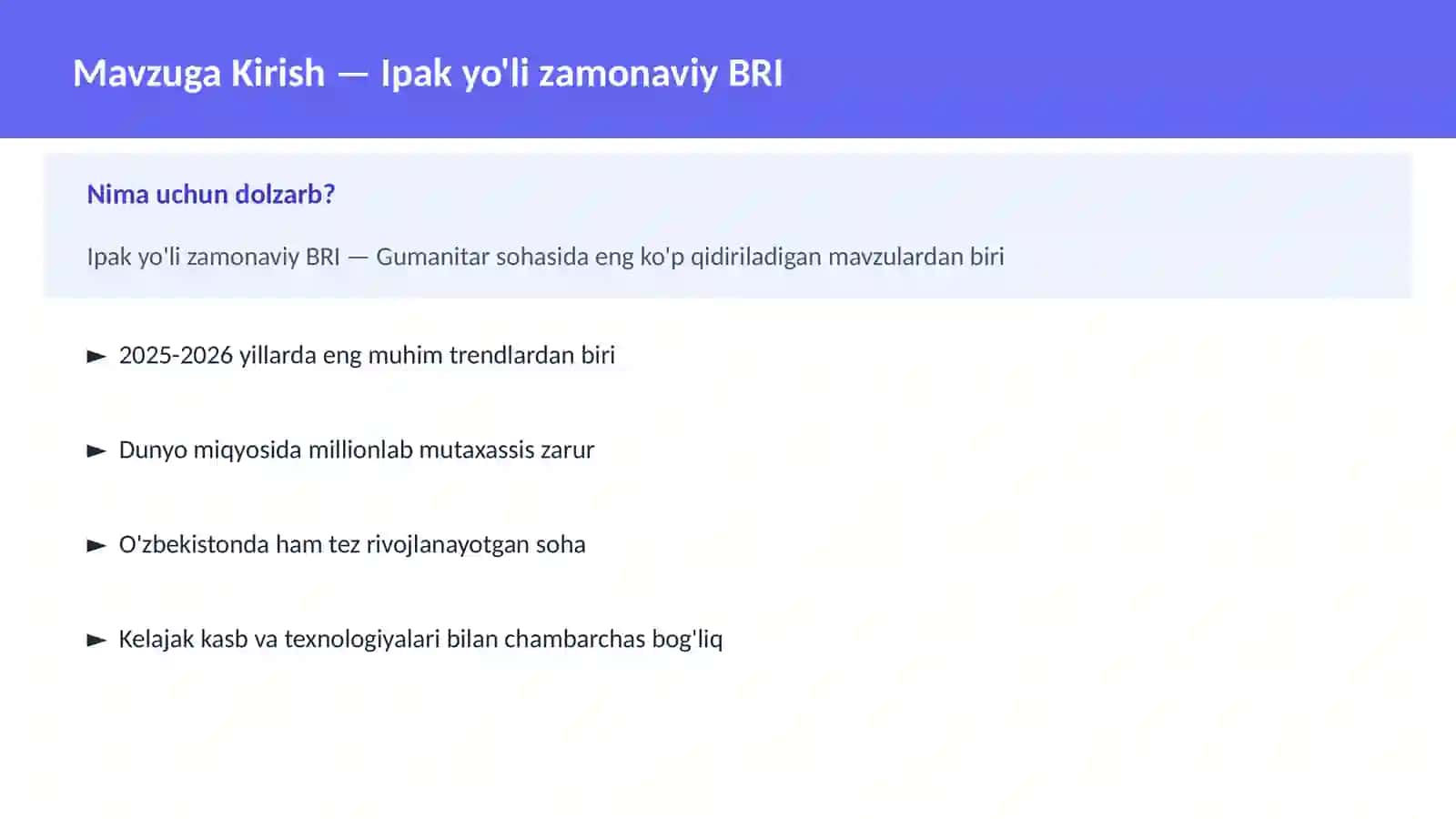 Ipak yo'li zamonaviy BRI 2