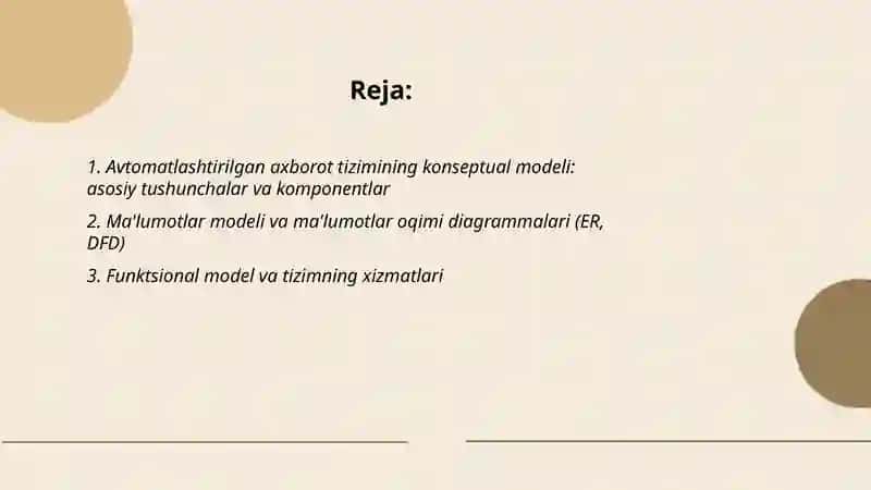 Avtomatlashtirilgan axborot tizimlari 2