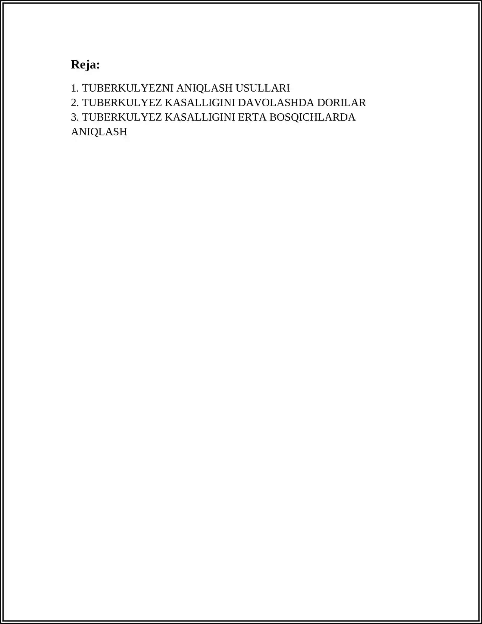 TUBERKULYOZ KASALLIGINI DAVOLASH 2