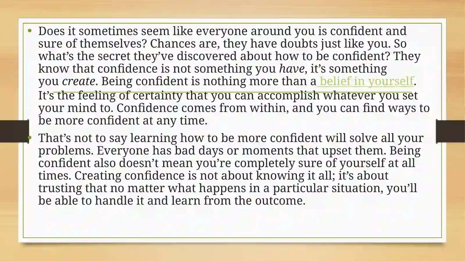 How to be CONFIDENT 2