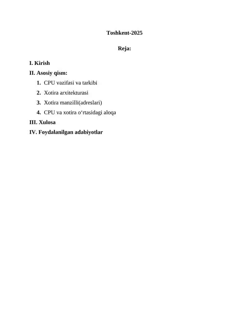 cpu xotira arxitekturasai 2