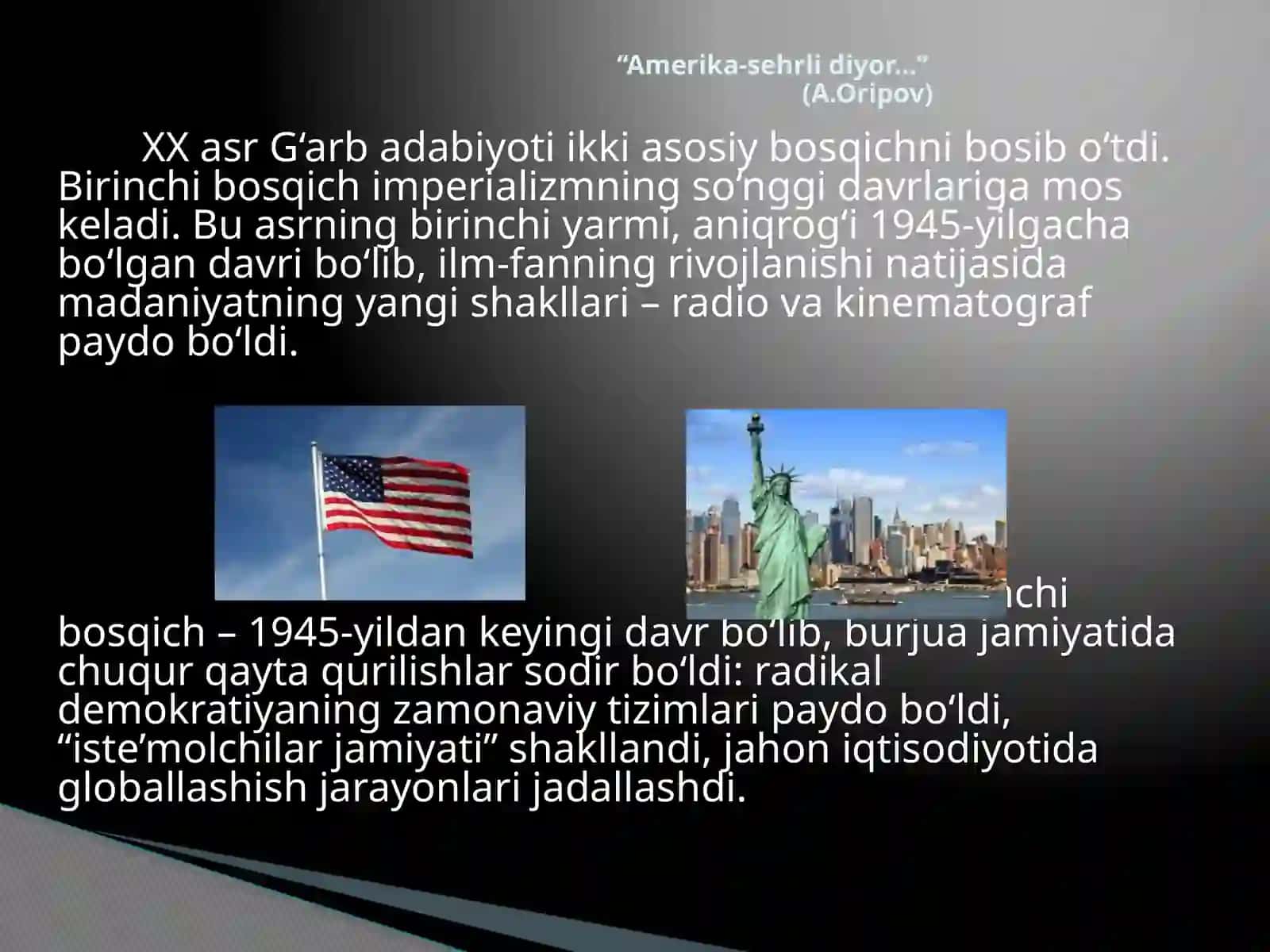 XX asr Amerika adabiyotida yangi oqimlar 2