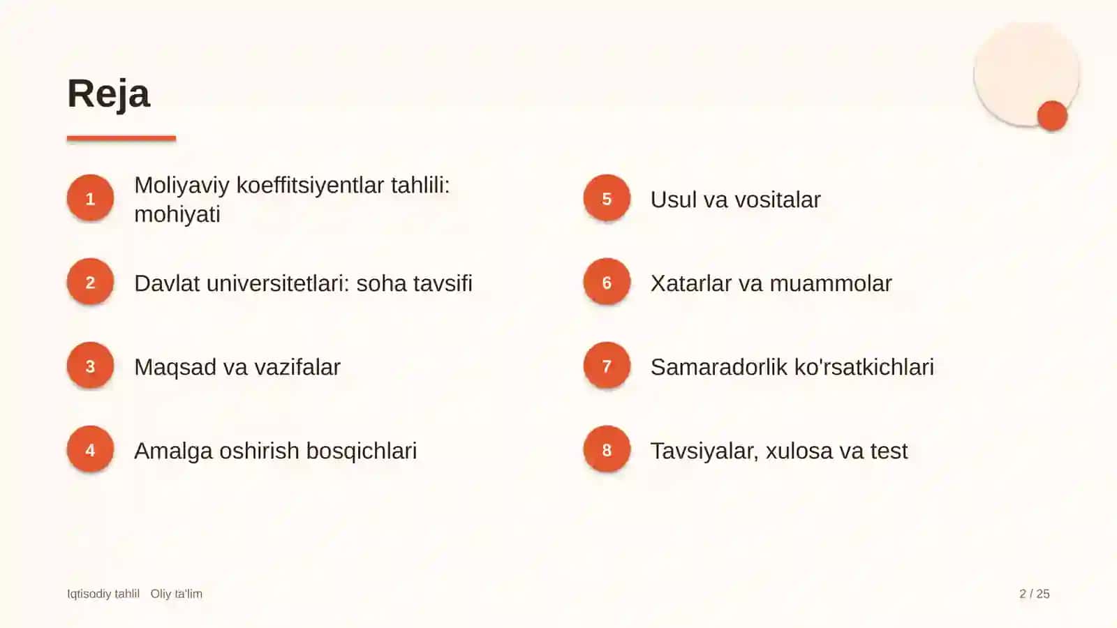 Davlat universitetlarida moliyaviy koeffitsiyentlar tahlili 2