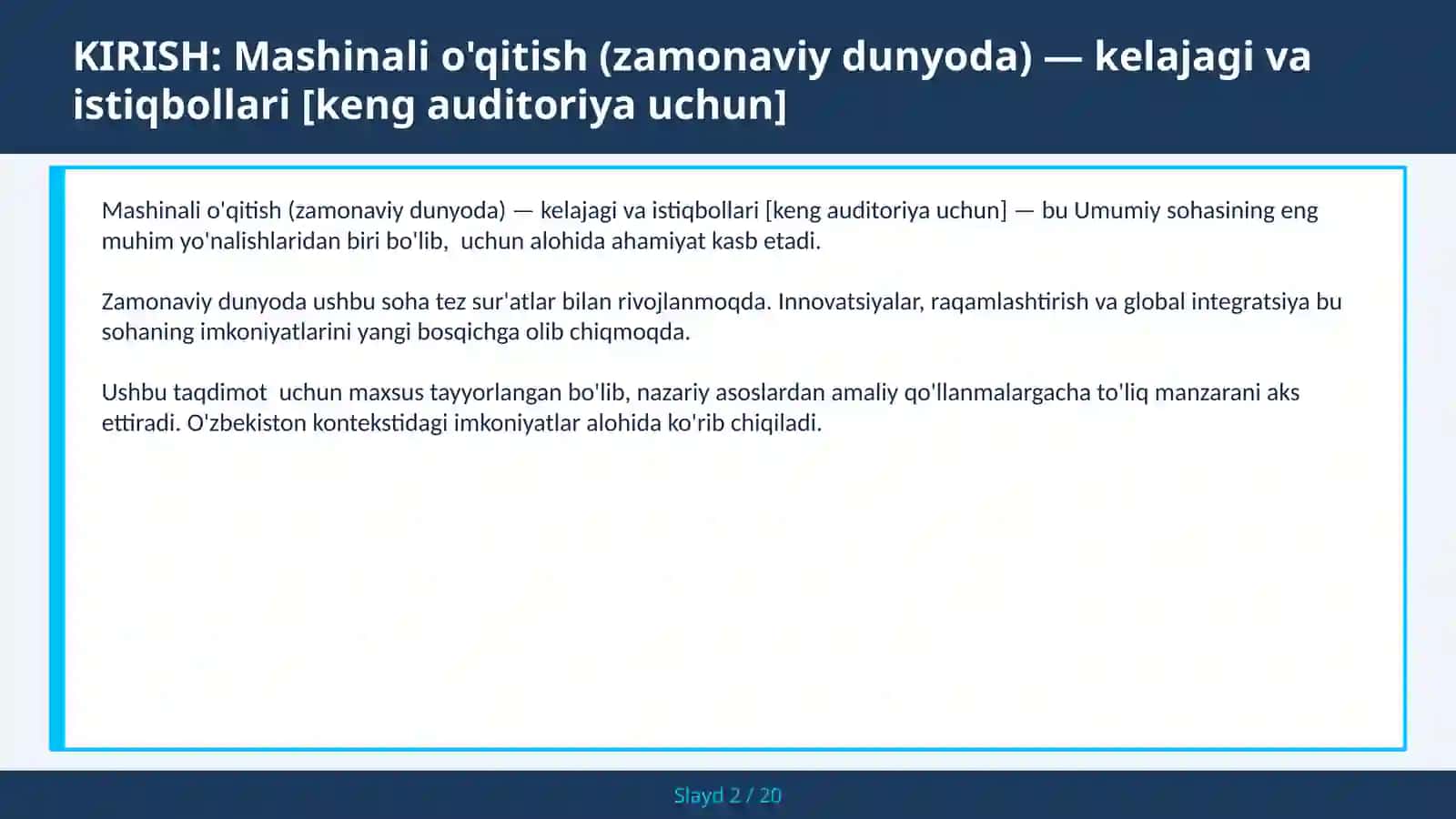 Mashinali o'qitish (zamonaviy dunyoda) — kelajagi va istiqbollari [keng auditoriya uchun] 2