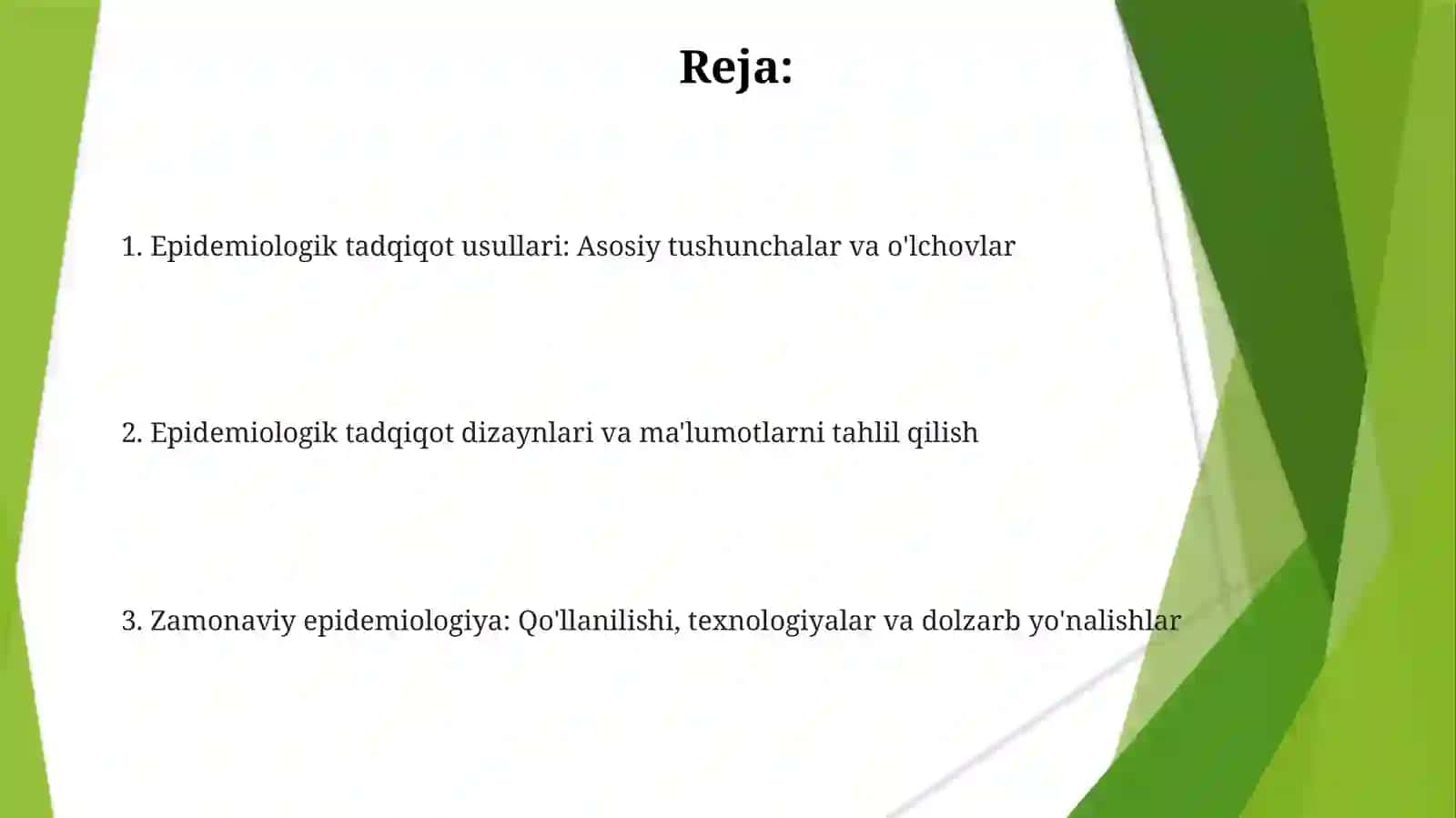 Epidemiologik tekshiruv usullari 2