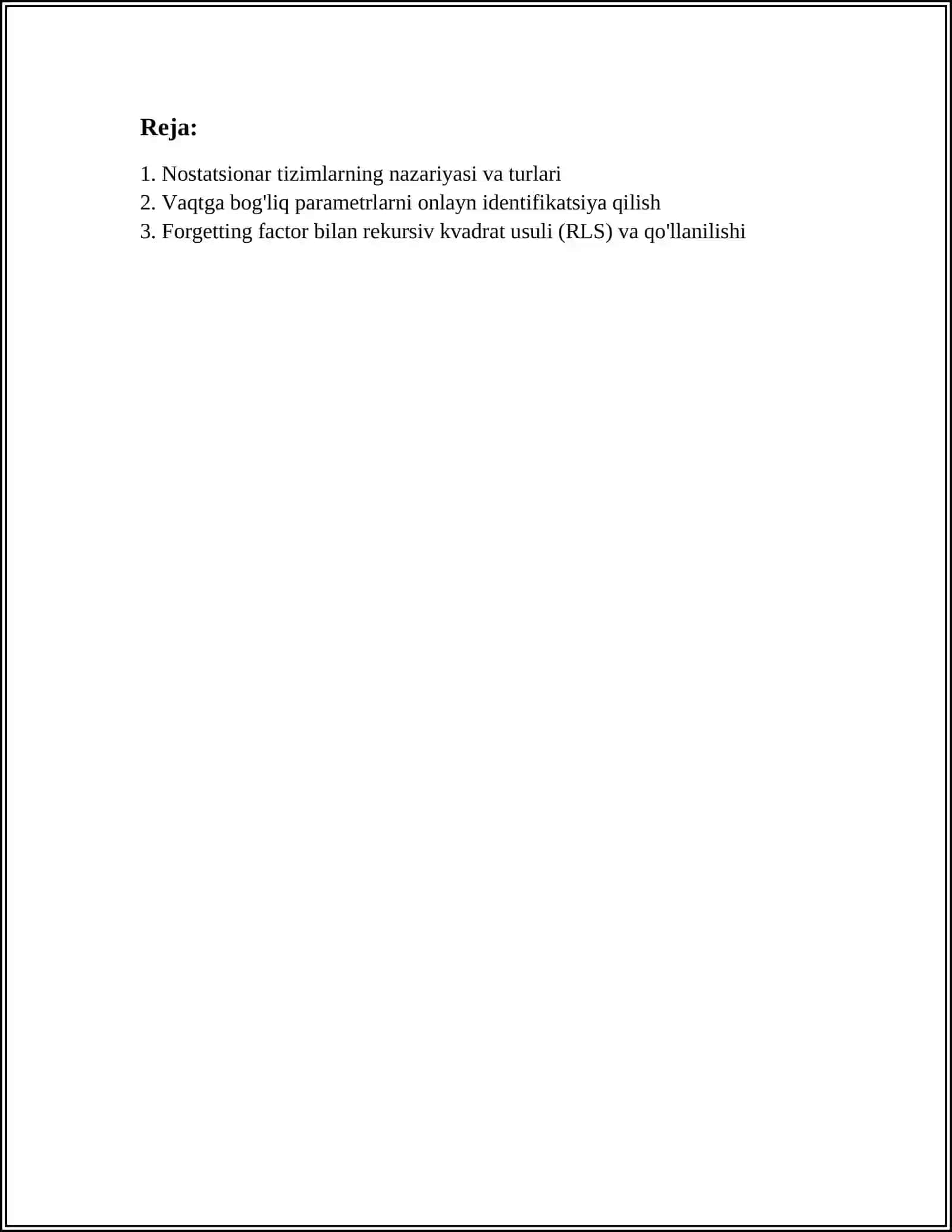 Nostatsionar ob'ektlarni rostlash 2