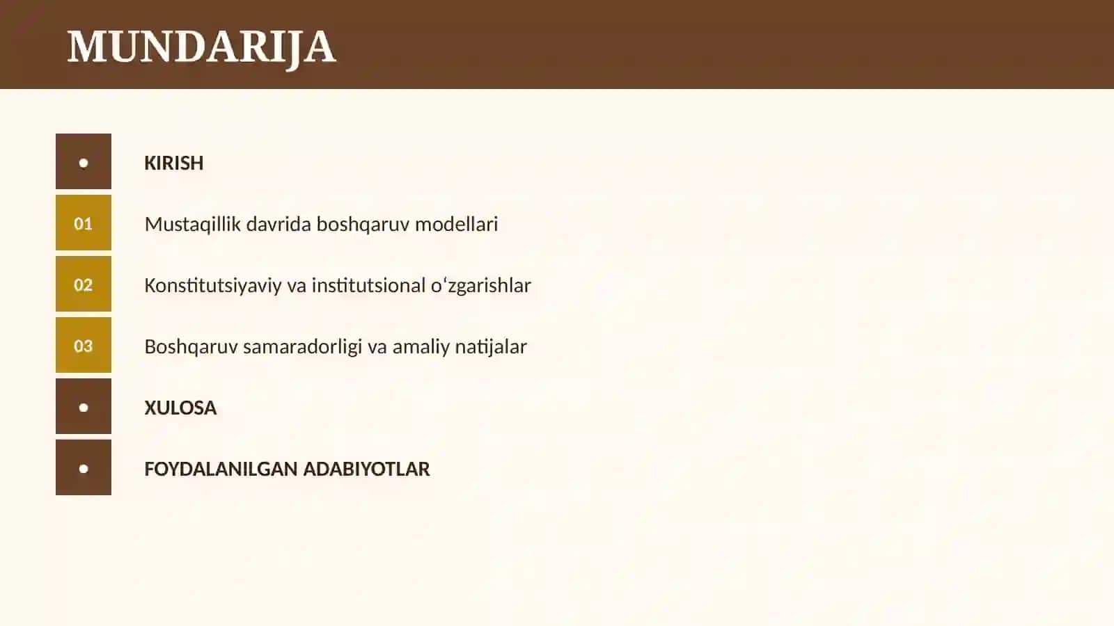 MUSTAQILLIK YILLARIDA DAVLAT BOSHQARUVI TIZIMIDA AMALGA OSHIRILGAN ISLOHOTLAR 2