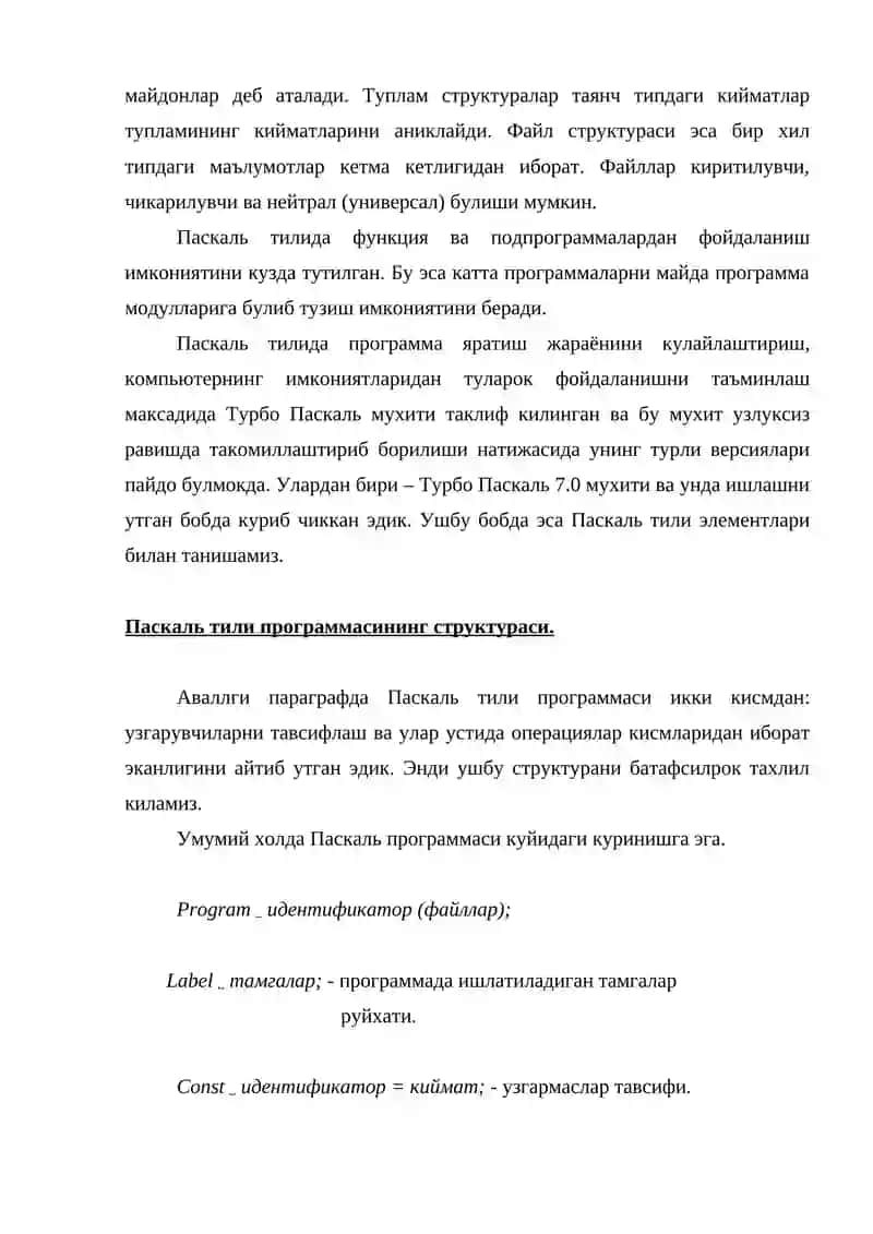 Паскаль тили 2