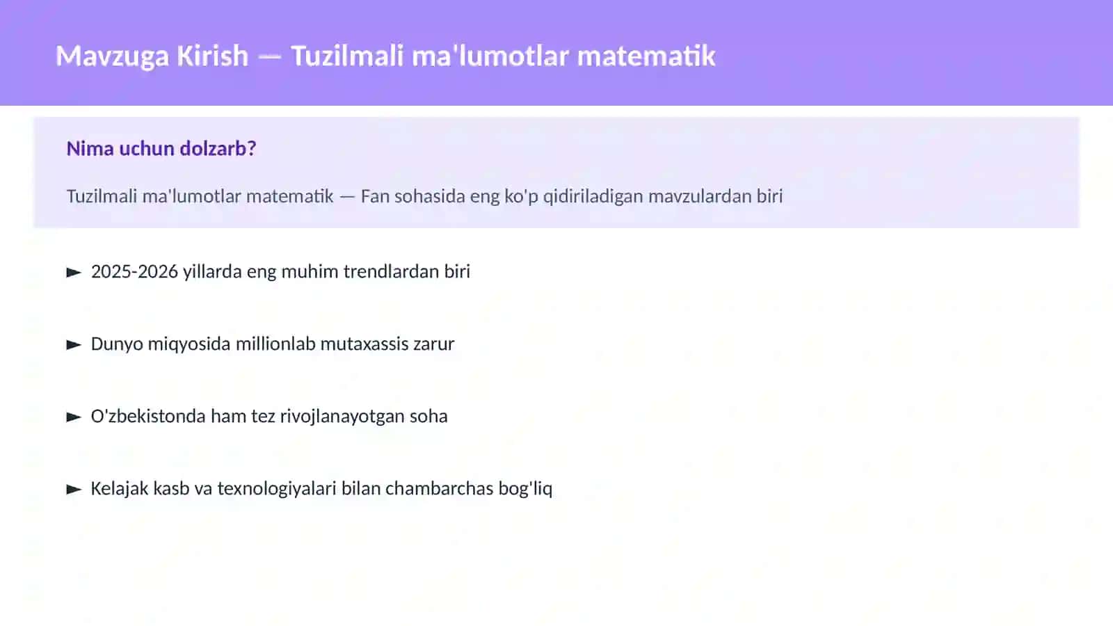 Tuzilmali ma'lumotlar matematik 2