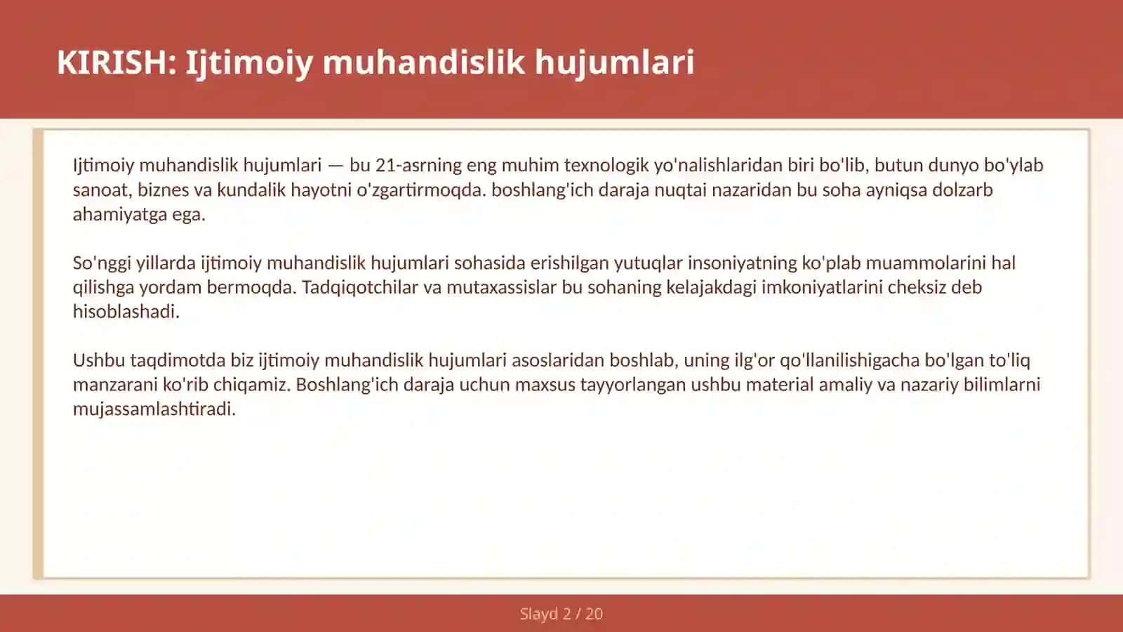 IJTIMOIY MUHANDISLIK HUJUMLARI 2