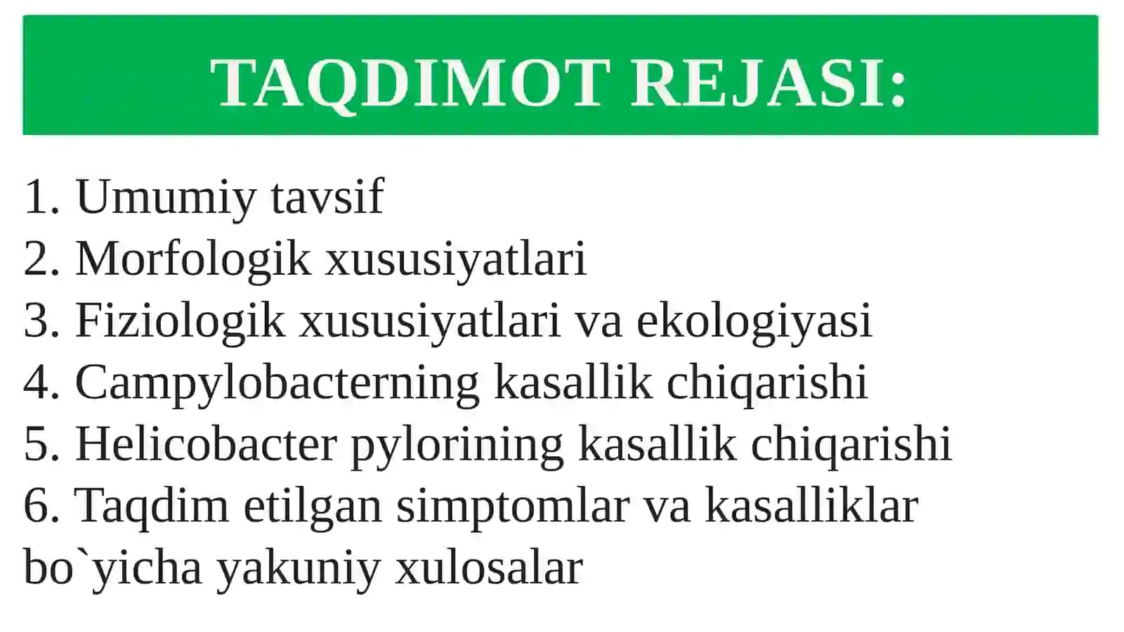 Kampilobakteriyalar va Xelikobakteriyalar 2