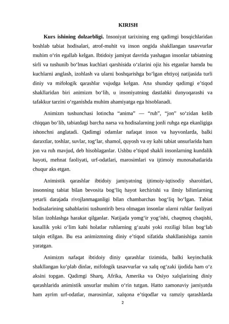 Animizmning Diniy va Madaniy Hayotdagi O‘rni 2