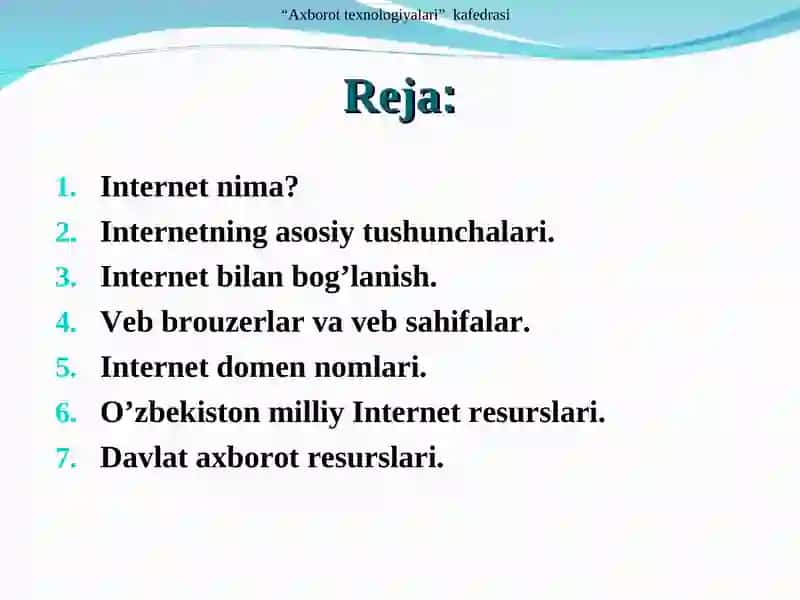 INTERNET TARMOG’I XIZMATLARI 2
