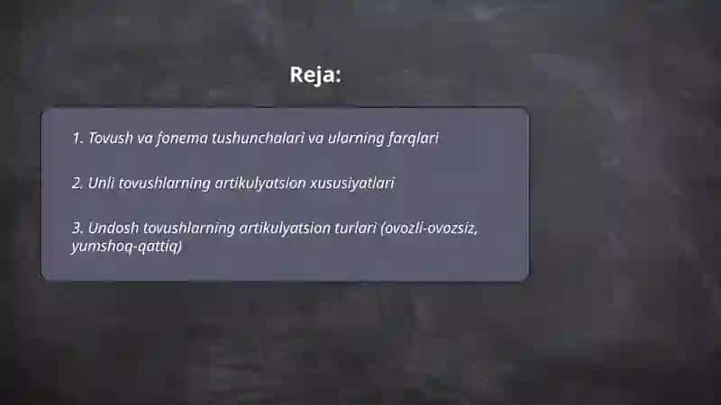 Tovush va Fonema.Unli va undosh tovushlar va ularni oʻrganish metodikasi 2