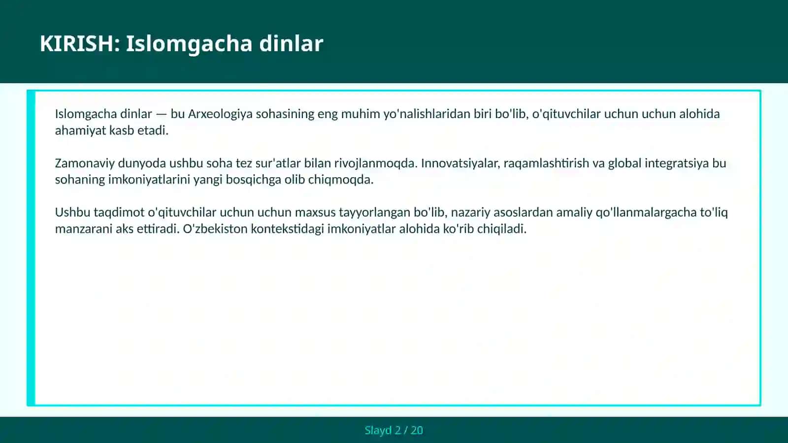 ISLOMGACHA DINLAR 2