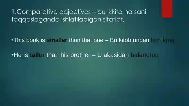 comparative adjectives , Qiyosiy Sifatlar 2