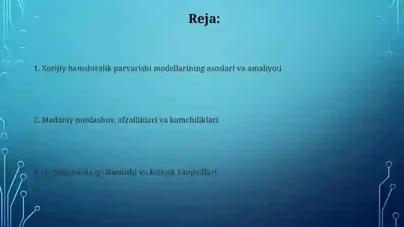 Xorijiy hamshirachilik parvarishi modeli 2