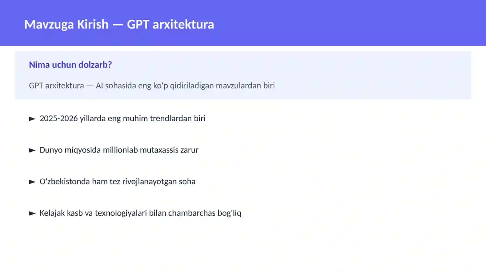 AI | DEEP LEARNING VA NEYRON TARMOQLAR 2