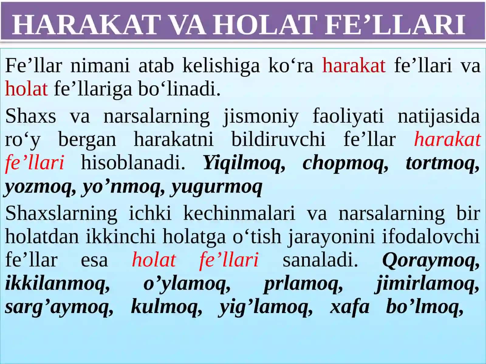7-DARS. FE’L SO’Z TURUKMI 2