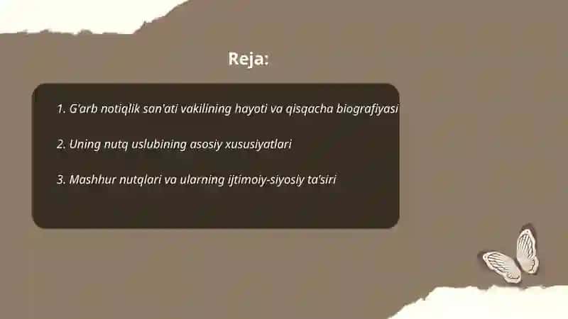 G'arb notiqlik san'ati vakili haqida 2