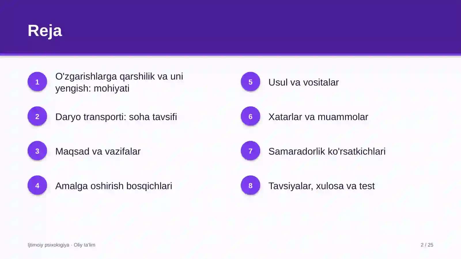 Daryo transportida o'zgarishlarga qarshilik va uni yengish 2