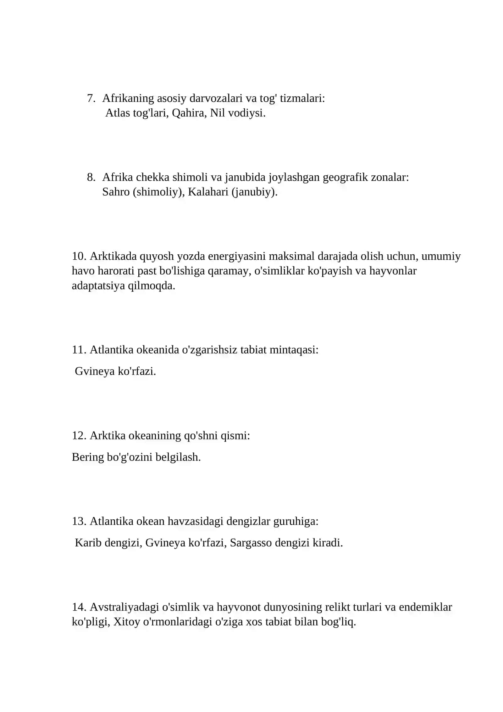 Jahon geografiyasi test savollari GOST 2