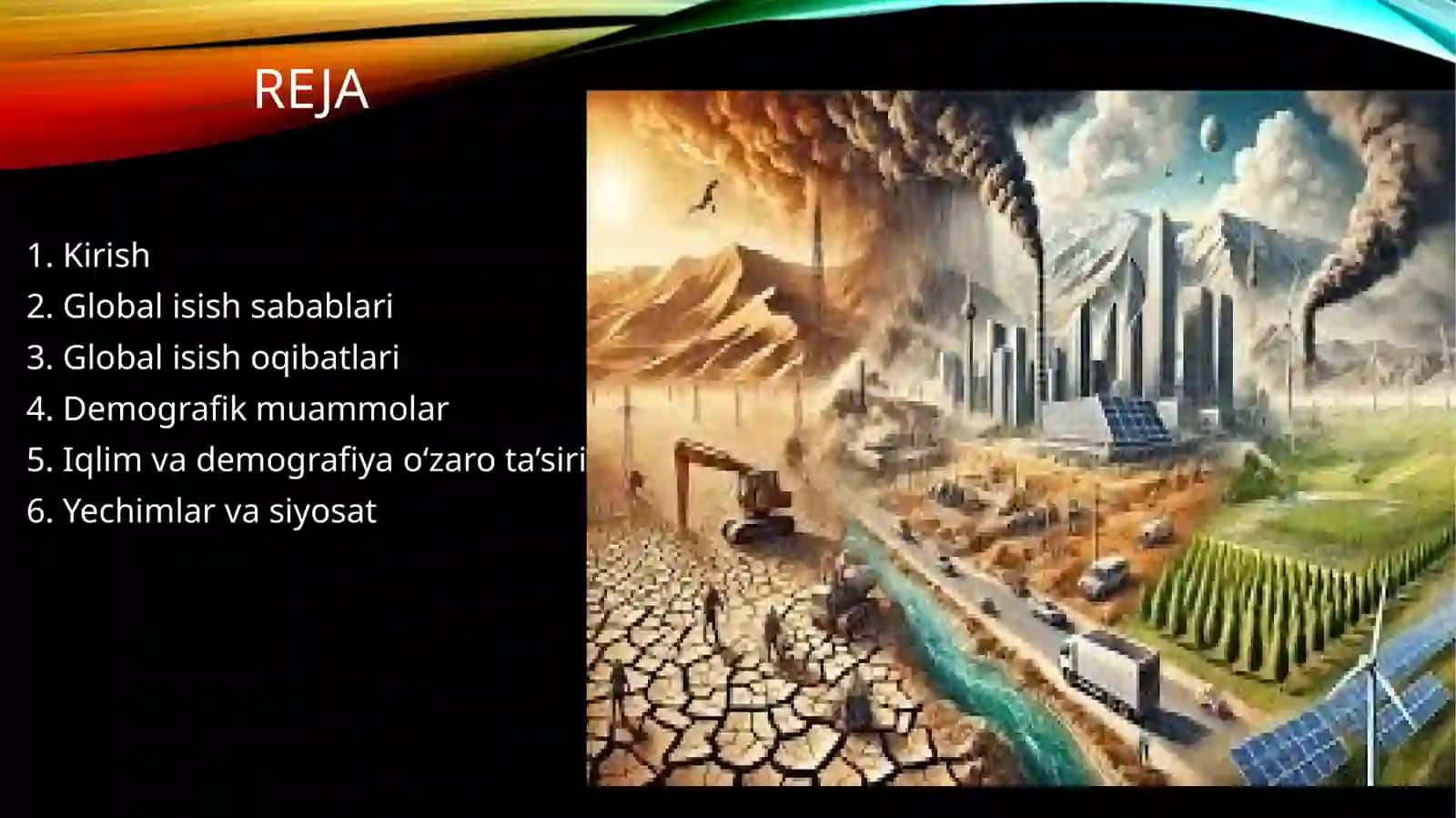 Dunyo iqlimidagi global isish va demografik muammolar 2