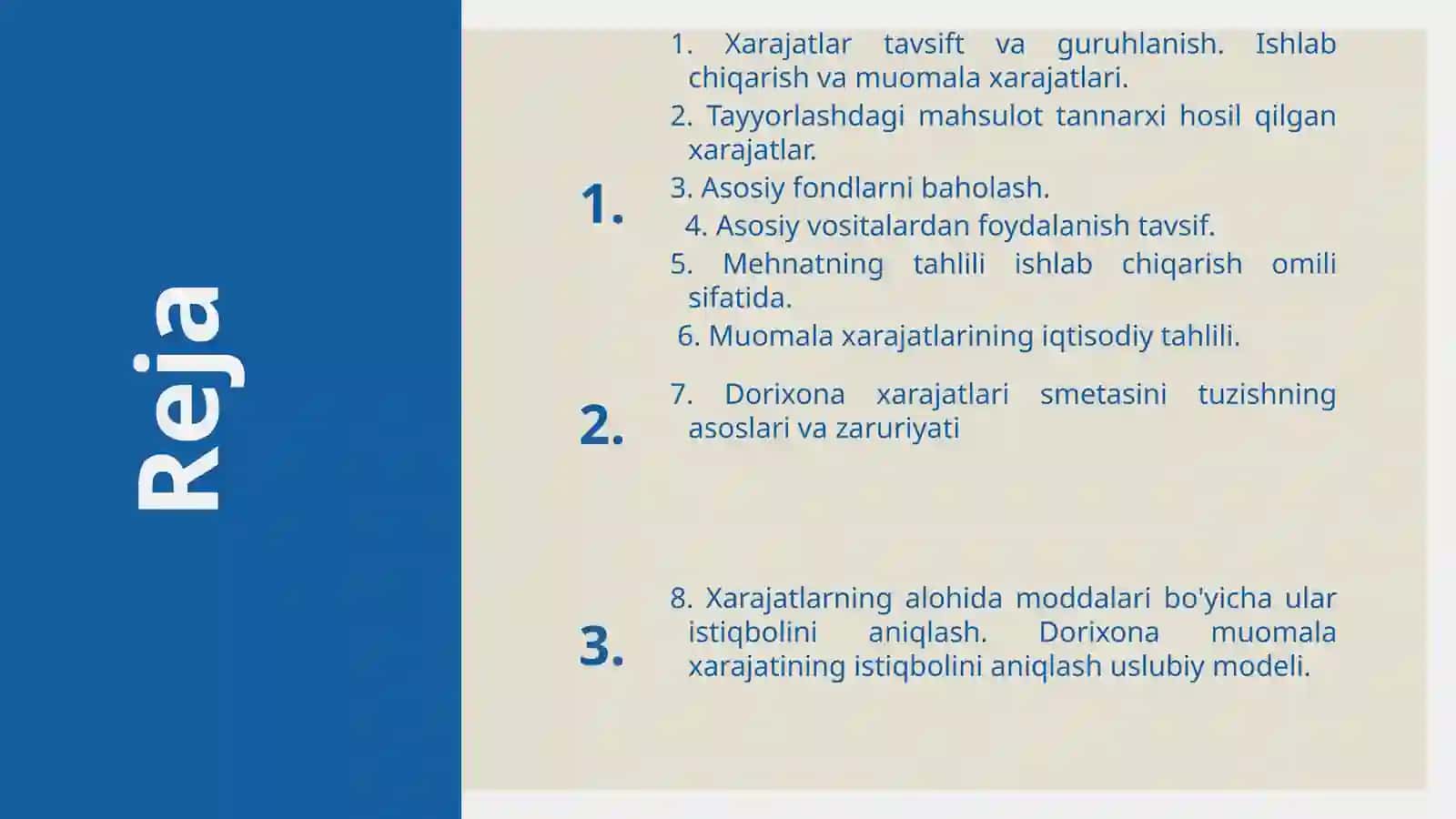 Farmasevtikakorxonalariningishlabchiqarishvasavdoxarajatlarininghisobi 2